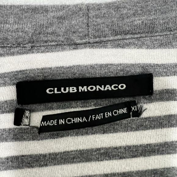 Club Monaco Cardigan Sweater Womens XL Gray Cotton Striped Lining Academia Y2K - Picture 4 of 12